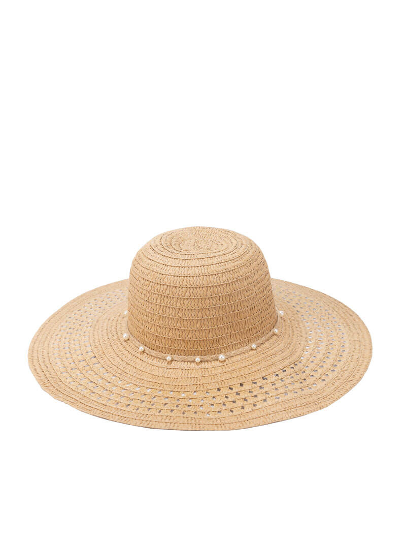 Chapeau en paille avec perles